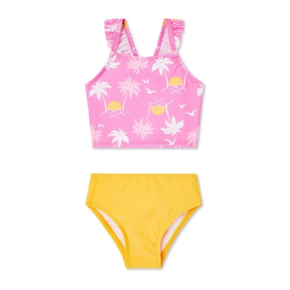 George NEW 2pc Hawaiian Ruffle Straps Baby Girl Swim Suit Size 12-18months NWT